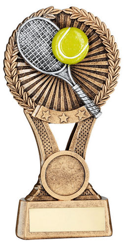 Brz/Gold/Pew Tennis Round Wreath On V Riser With Plate (1in Cen) - 127mm by Legacy Outfitters