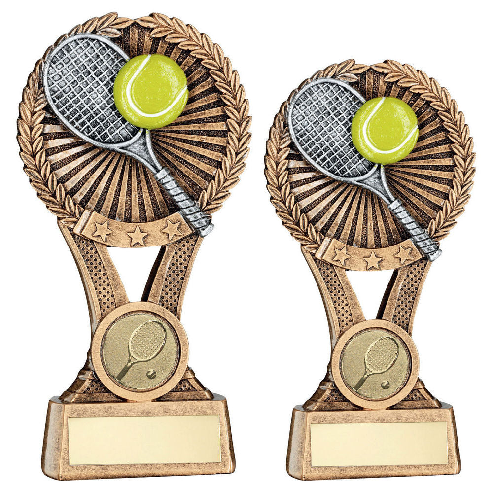 Brz/Gold/Pew Tennis Round Wreath On V Riser With Plate (1in Cen) by Legacy Outfitters