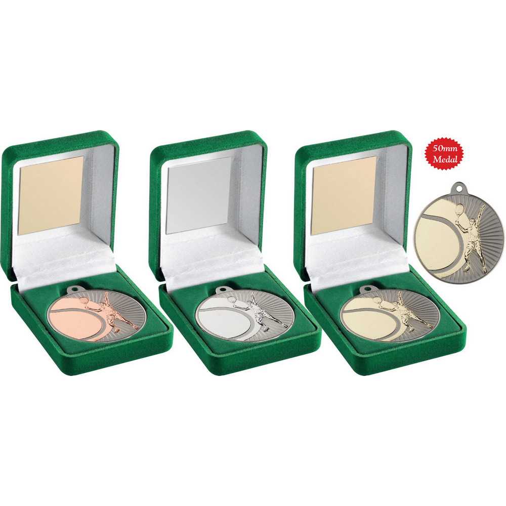 Green Velvet Box And 50mm Tennis Medal by Legacy Outfitters