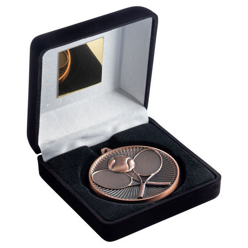 Black Velvet Box And 60mm Medal Tennis - Bronze by Legacy Outfitters