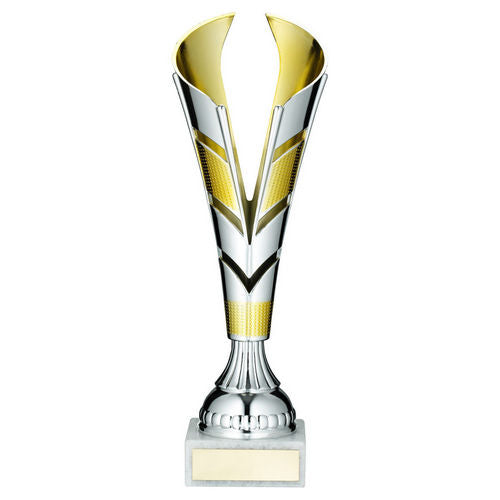 Silver/Gold Plastic V Trophy Cup - 286mm by Legacy Outfitters