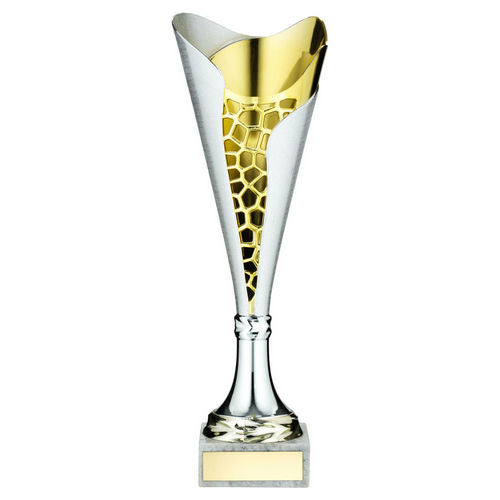 Silver/Gold Plastic Stippled Trophy Cup With Plate - 318mm by Legacy Outfitters