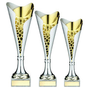 Silver/Gold Plastic Stippled Trophy Cup With Plate by Legacy Outfitters