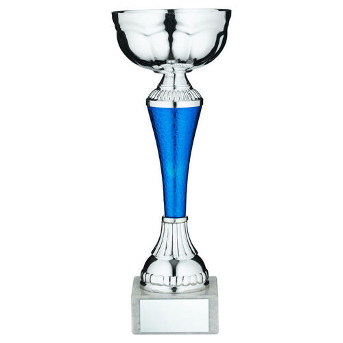 Silver/Blue Snakeskin Trophy Cup With Plate - 191mm by Legacy Outfitters