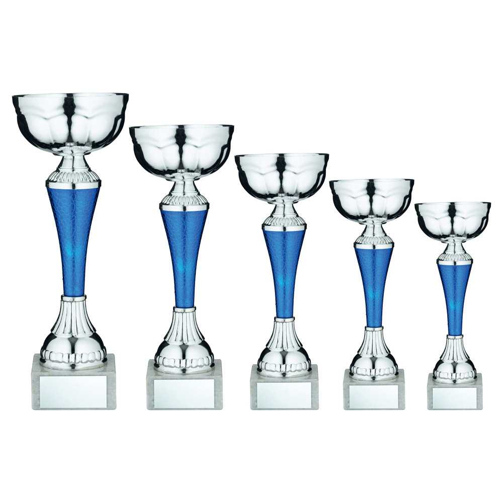 Silver/Blue Snakeskin Trophy Cup With Plate by Legacy Outfitters