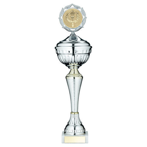 Silver/Gold Snakeskin Trophy Cup With Lid With Plate (2in Centre) - 298mm by Legacy Outfitters
