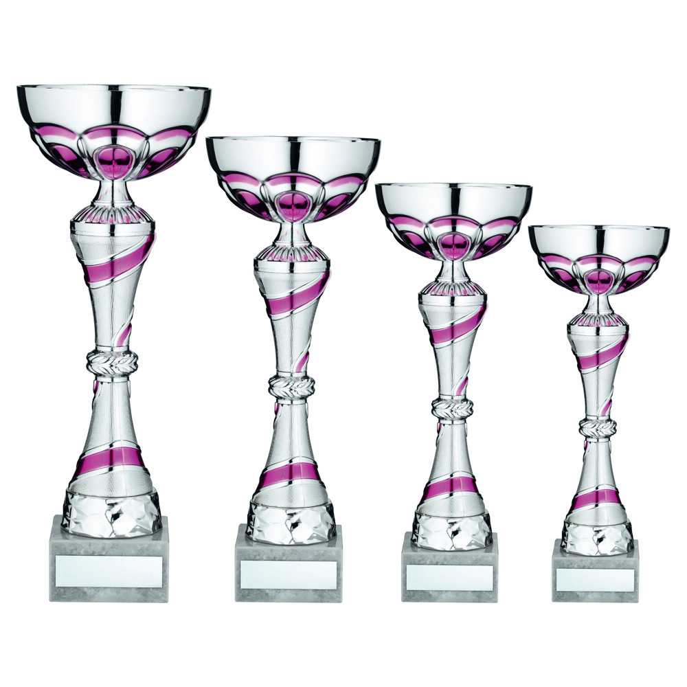Silver/Pink Trophy Cup With Plate by Legacy Outfitters