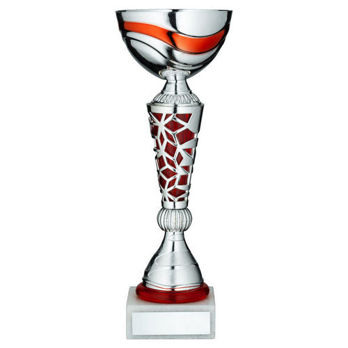 Silver/Red Trophy Cup With Plate - 279mm by Legacy Outfitters