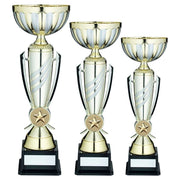 Gold/Matt Silver 3 Stripe Trophy Cup With Plate (2in Centre) by Legacy Outfitters