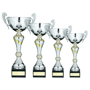 Silver/Gold Trophy Cup With Handles And Plate by Legacy Outfitters