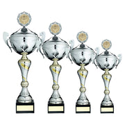 Silver/Gold Trophy Cup With Handles, Lid And Plate (2in Centre) by Legacy Outfitters