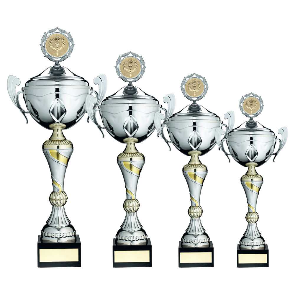 Silver/Gold Trophy Cup With Handles, Lid And Plate (2in Centre) by Legacy Outfitters