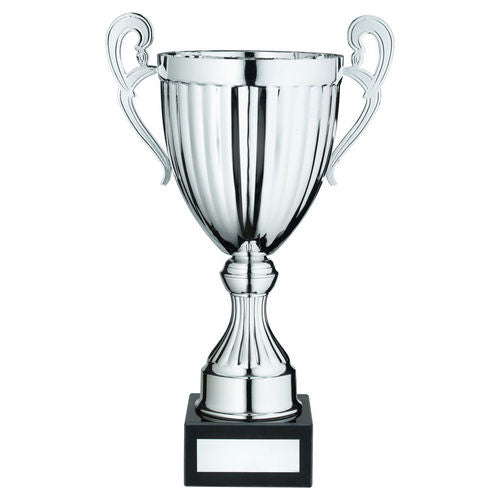 Silver Conical Trophy Cup With Handles And Plate - 267mm by Legacy Outfitters