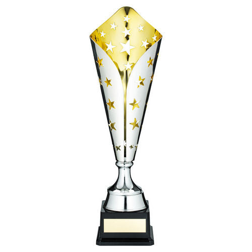 Silver/Gold Metal Star Trophy Cup With Plate - 425mm by Legacy Outfitters