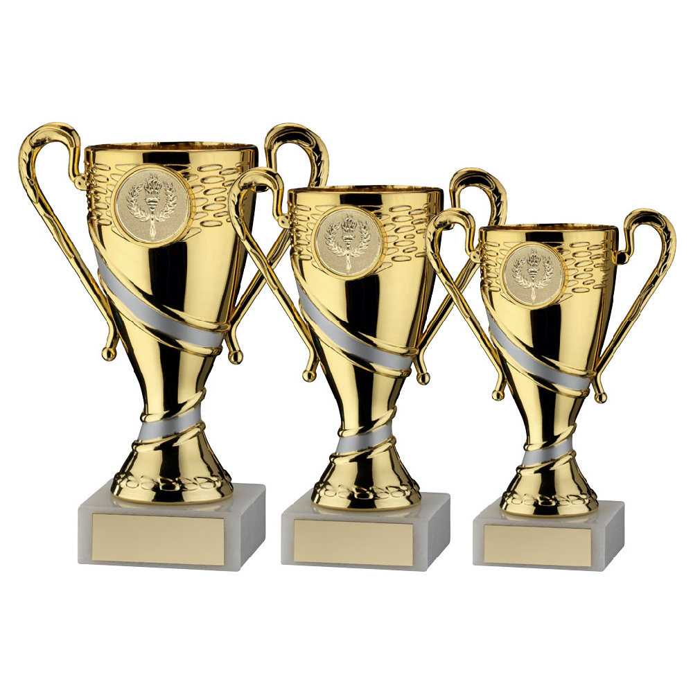 Gold/Matt Silver Plastic Trophy Cup With Plate (1in Centre) by Legacy Outfitters