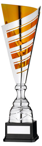 Silver/Gold Stripe Cup Assembled Trophy And Plate - 457mm by Legacy Outfitters