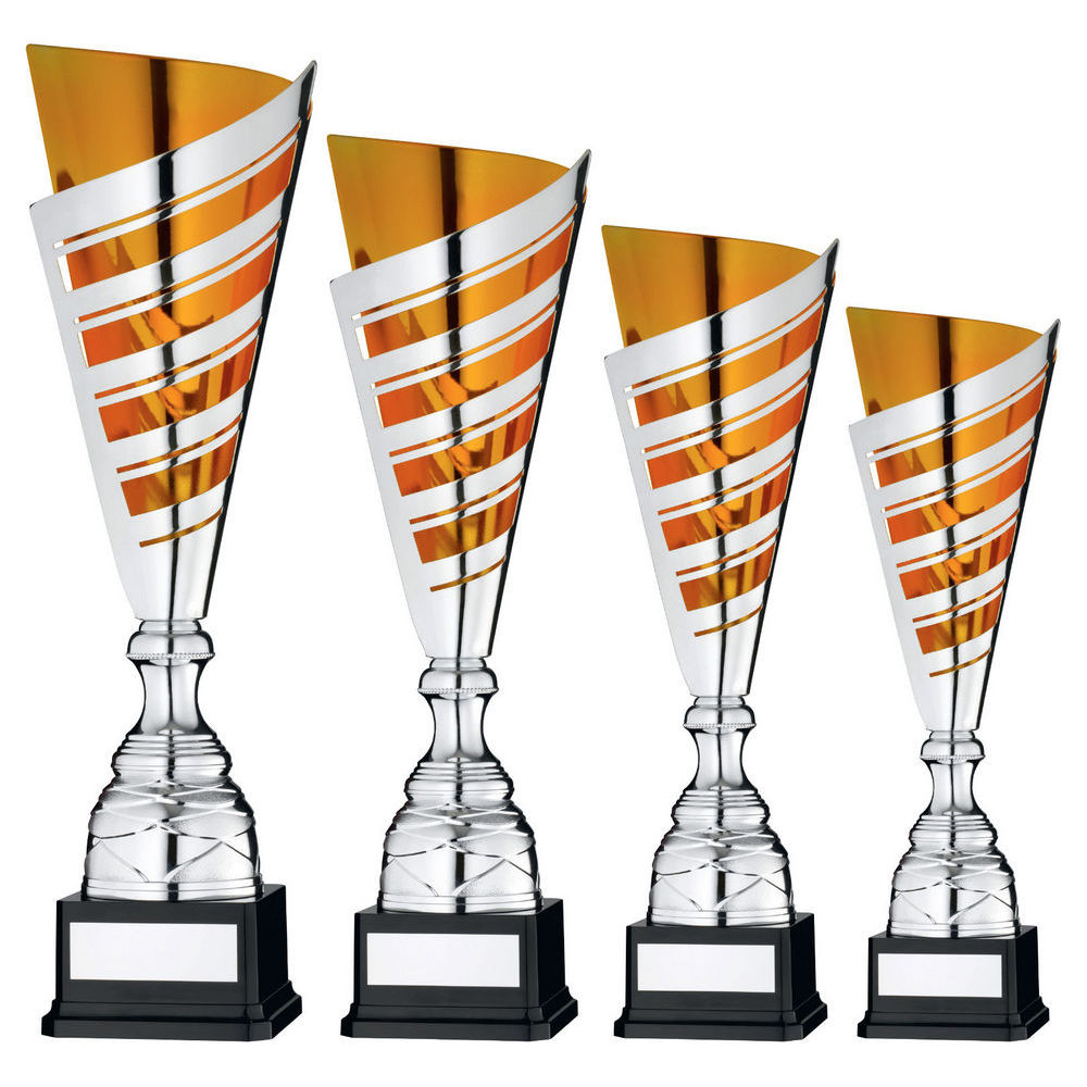 Silver/Gold Stripe Cup Assembled Trophy And Plate by Legacy Outfitters