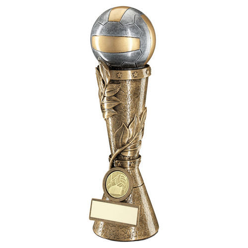 Brz/Pew/Gold Gaelic Football Leaf Column With Plate (1in Centre) - 178mm by Legacy Outfitters