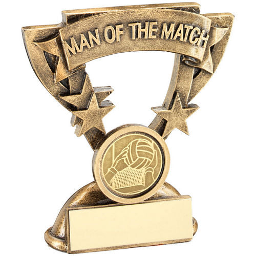BRZ/GOLD MAN OF THE MATCH MINI CUP WITH GAELIC FOOTBALL INSERT AND PLATE - 3.75""