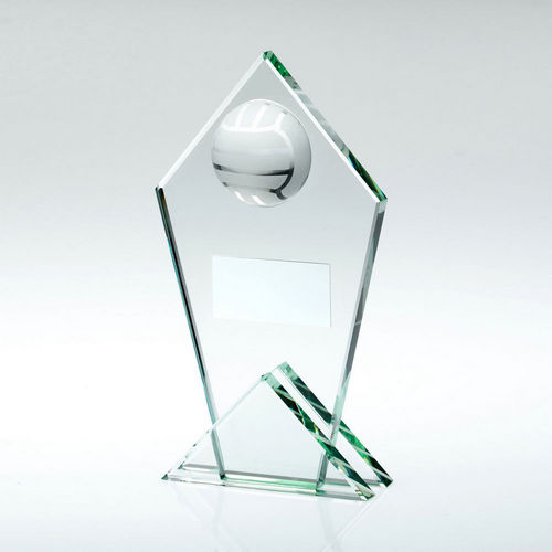 Jade Glass Pointed Plaque With Half Gaelic Football And Plate - 146mm by Legacy Outfitters