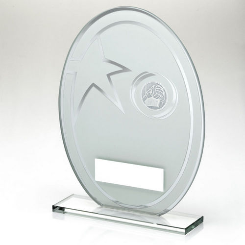 White/Silver Printed Glass Oval With Gaelic Football Insert And Plate - 165mm by Legacy Outfitters