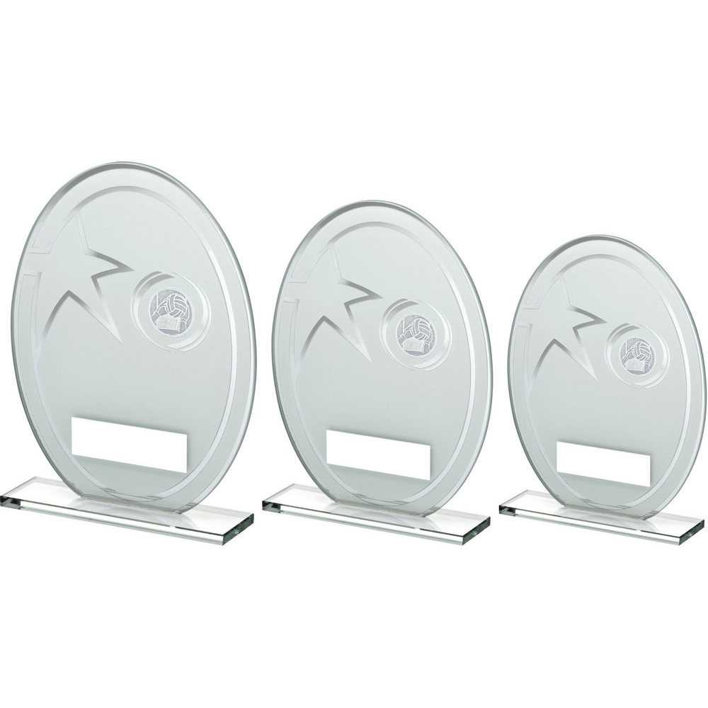 White/Silver Printed Glass Oval With Gaelic Football Insert And Plate by Legacy Outfitters