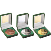 Green Velvet Box And 50mm Medal Gaelic Football by Legacy Outfitters