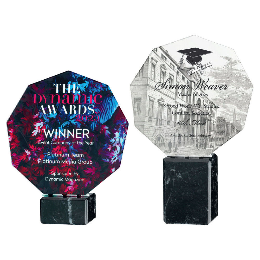 White Sublimation Plaque On Black Marble Base by Legacy Outfitters