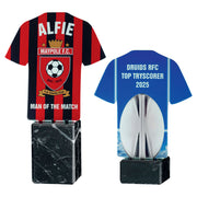 White Sublimation Shirt Plaque On Black Marble Base by Legacy Outfitters