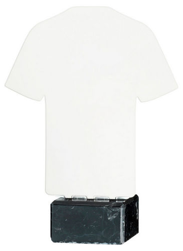 White Sublimation Shirt Plaque On Black Marble Base - 178mm by Legacy Outfitters