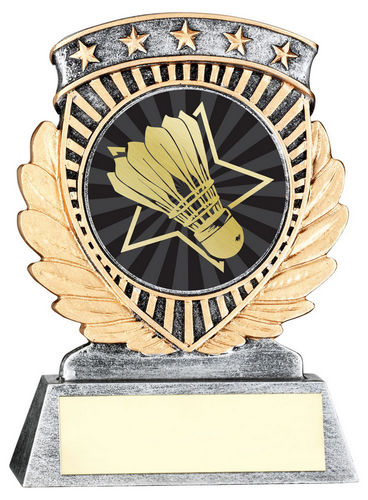 Pew/Gold 5 Star Holder With Vinyl Badminton Insert & Plate - 95mm by Legacy Outfitters
