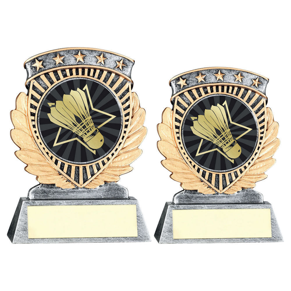 Pew/Gold 5 Star Holder With Vinyl Badminton Insert & Plate by Legacy Outfitters