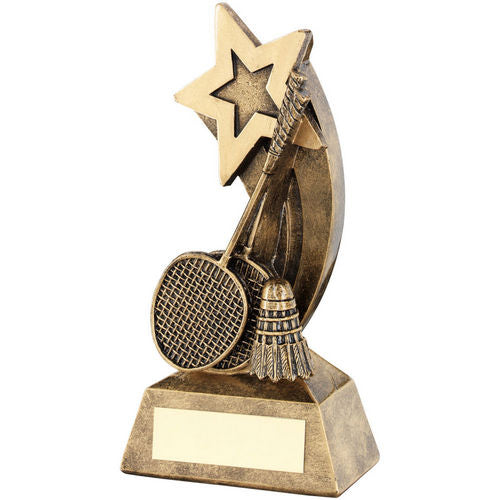 Brz/Gold Badminton Rackets/Shuttlecock With Shooting Star With Plate - 127mm by Legacy Outfitters