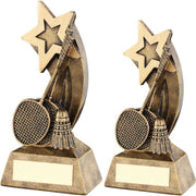 Brz/Gold Badminton Rackets/Shuttlecock With Shooting Star With Plate by Legacy Outfitters