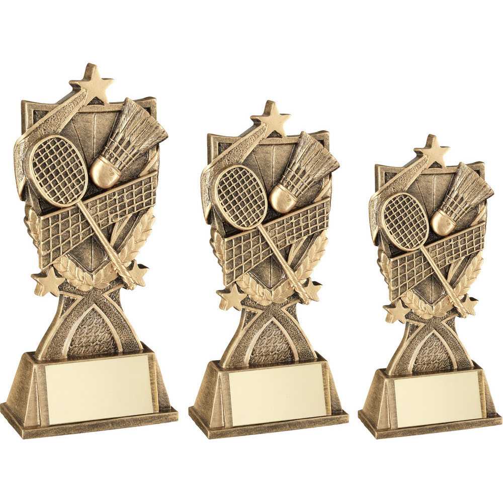 Brz/Gold Badminton 3 Star Wreath Series With Plate by Legacy Outfitters