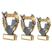 Brz/Pew/Gold Badminton 3 Star Wreath Award With Plate by Legacy Outfitters