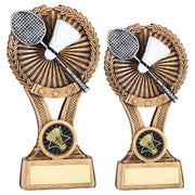 Brz/Gold/Pew Badminton Round Wreath On V Riser With Plate (1in Cen) by Legacy Outfitters