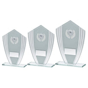 White/Silver Glass Shield Plaque With Badminton Insert & Plate by Legacy Outfitters