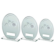 White/Silver Printed Glass Oval With Badminton Insert And Plate by Legacy Outfitters