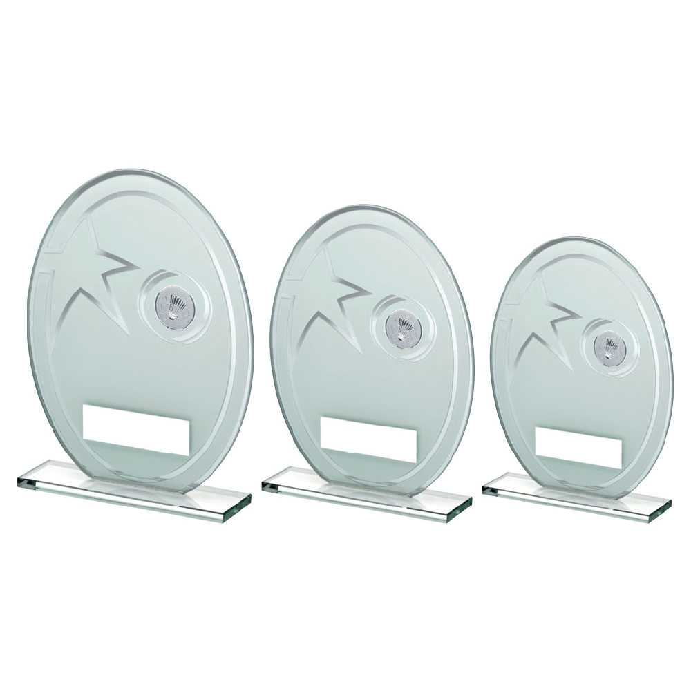 White/Silver Printed Glass Oval With Badminton Insert And Plate by Legacy Outfitters