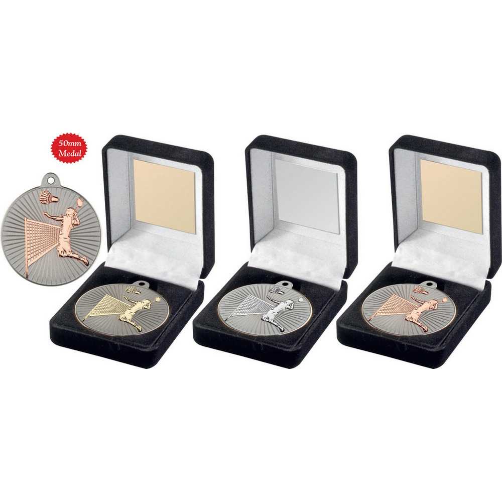 Black Velvet Box And 50mm Badminton Medal by Legacy Outfitters