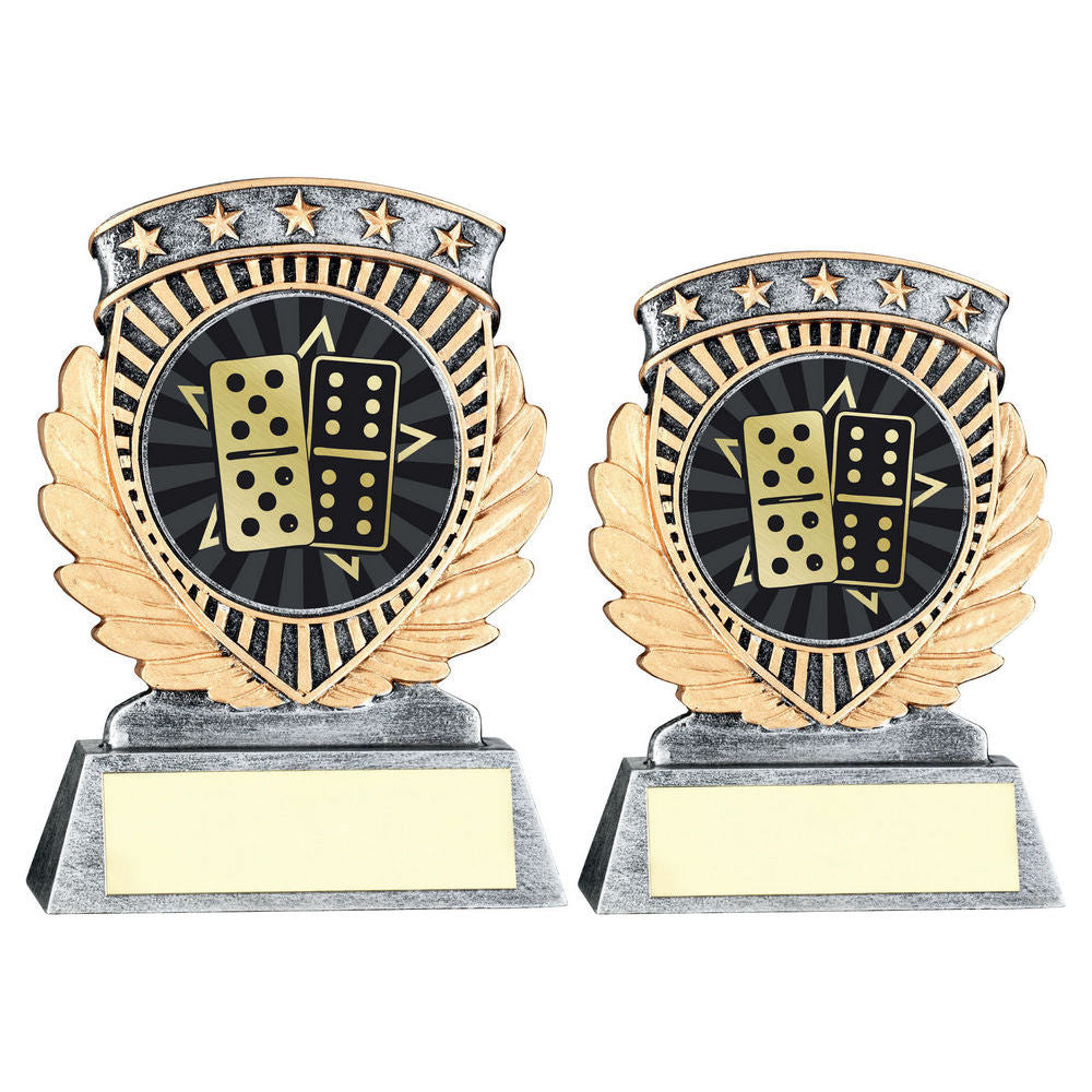 Pew/Gold 5 Star Holder With Vinyl Dominoes Insert & Plate by Legacy Outfitters