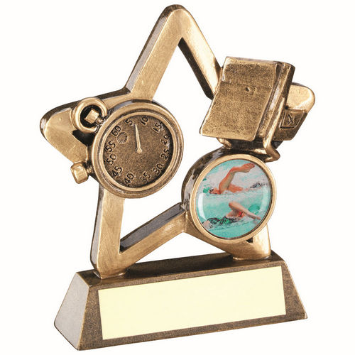 Brz/Gold Swimming Mini Star With Plate (1in Centre) - 95mm by Legacy Outfitters