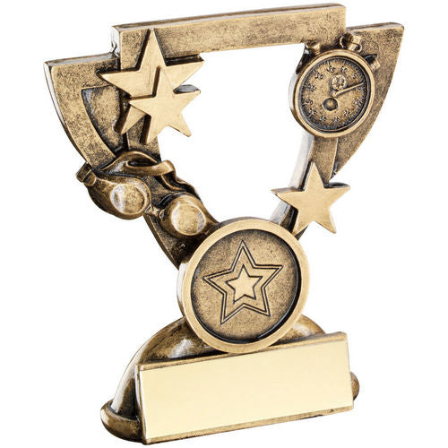 Brz/Gold Swimming Mini Cup With Plate (1in Centre) - 95mm by Legacy Outfitters