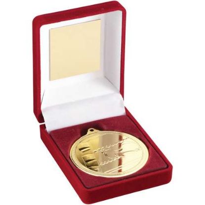 RED VELVET BOX AND 50mm MEDAL SWIMMING