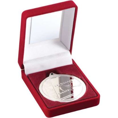 RED VELVET BOX AND 50mm MEDAL SWIMMING