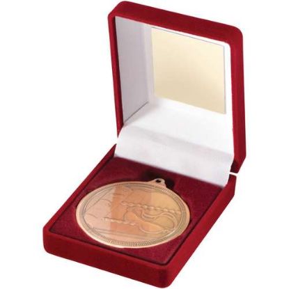 RED VELVET BOX AND 50mm MEDAL SWIMMING