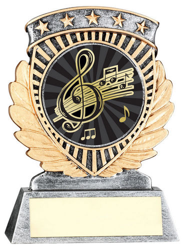 Pew/Gold 5 Star Holder With Vinyl Music Insert & Plate - 95mm by Legacy Outfitters
