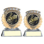 Pew/Gold 5 Star Holder With Vinyl Music Insert & Plate by Legacy Outfitters