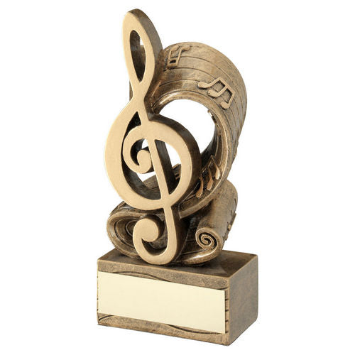 BRZ/GOLD MUSIC NOTE AND SCORE WITH PLATE - 6in